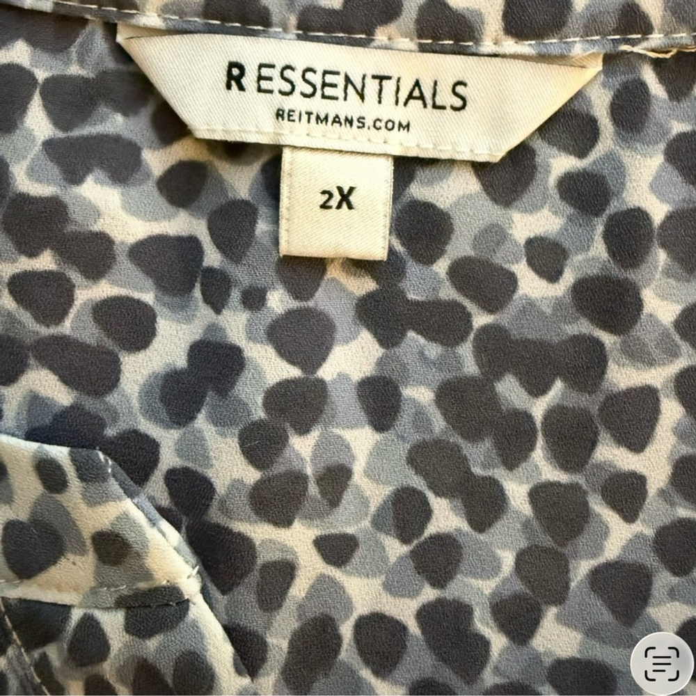 Reitmans Essentials Blue Abstract Patterned Blous… - image 4